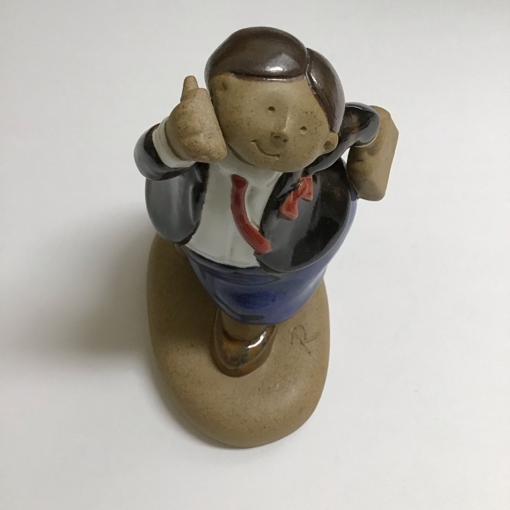 Rodo Padilla Mexican Artist Signed Sculpture Ceramic Girl Boss Woman on Phone